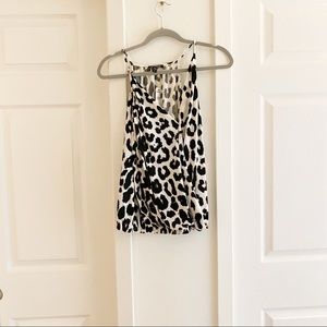 Express white & black leopard tank top